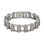Chrome Motorcycle Chain Bracelet with Gemstones