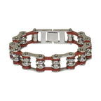 Red Motorcycle Chain Bracelet with Gemstones