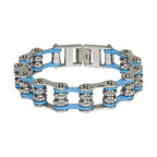 Powder Blue Motorcycle Chain Bracelet with Gemstones