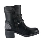 Ladies Zippered Black Multi-Studded Buckle Boots By Dream Apparel