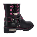 Dream Apparel® Women Biker Long Boots with Pink Laces