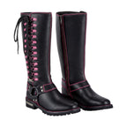 Dream Apparel® Women Biker Long Boots with Pink Laces