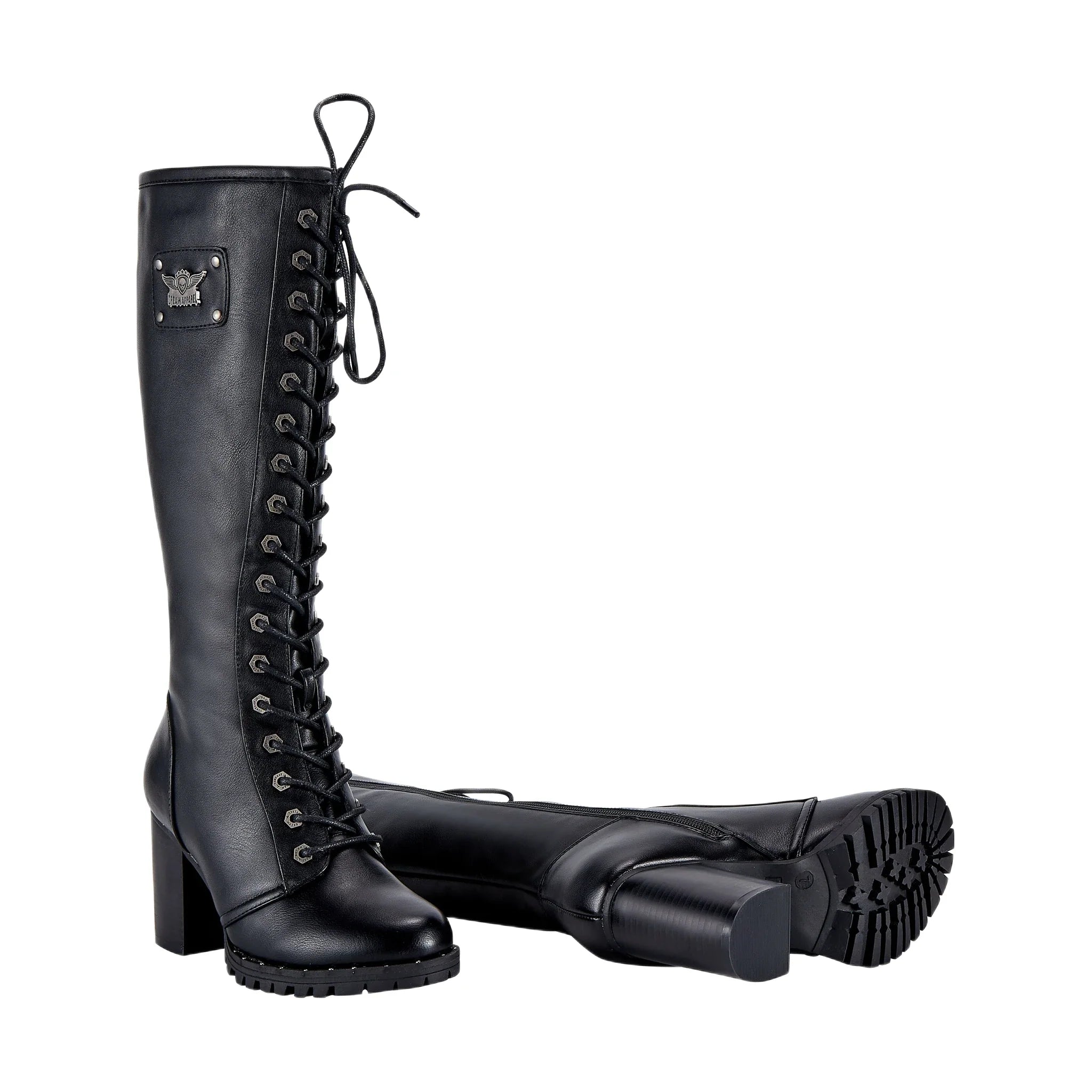 Womens Knee High Laced Boots By Dream Apparel® Zipper on Side