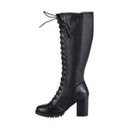 Womens Knee High Laced Boots By Dream Apparel® Zipper on Side
