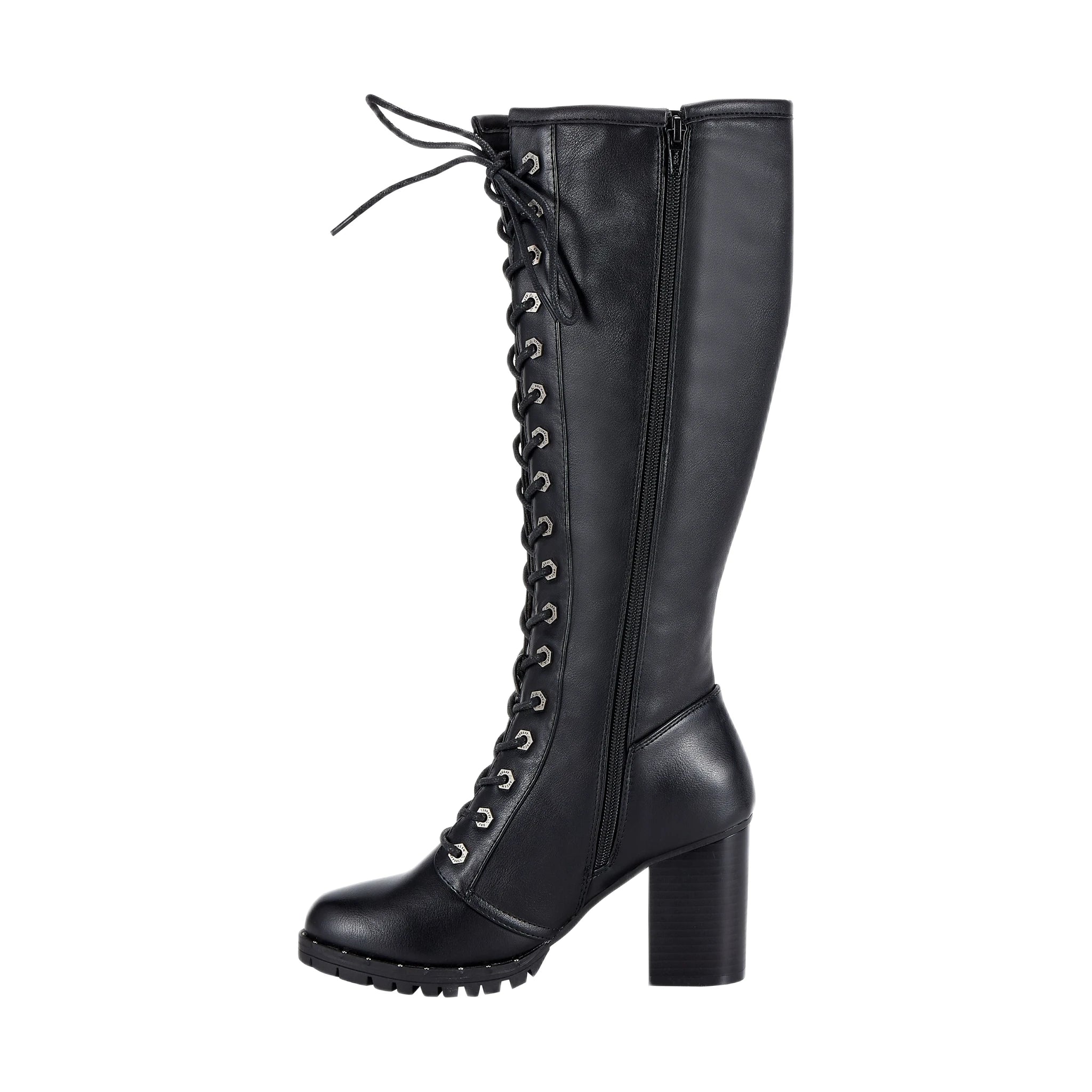 Womens Knee High Laced Boots By Dream Apparel® Zipper on Side