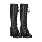 Womens Knee High Laced Boots By Dream Apparel® Zipper on Side