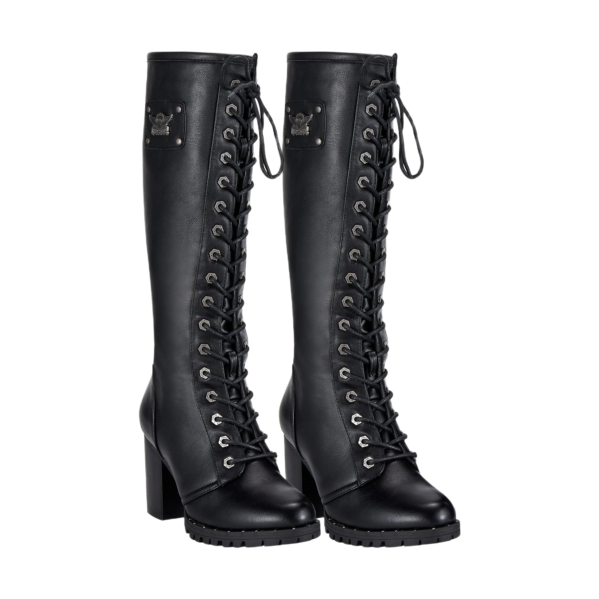 Womens Knee High Laced Boots By Dream Apparel® Zipper on Side