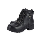 Dream Apparel Women's Lace Up Motorcycle Riding Boots YKK Zipper Black Faux Leather Ankle Biker Boot