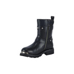 Women Leather Biker Boots,  Straps & Ring on Ankle
