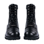 Dream Apparel Men's Motorcycle Riding Boots YKK Zipper Black Faux Leather Side Zipper Low Heel