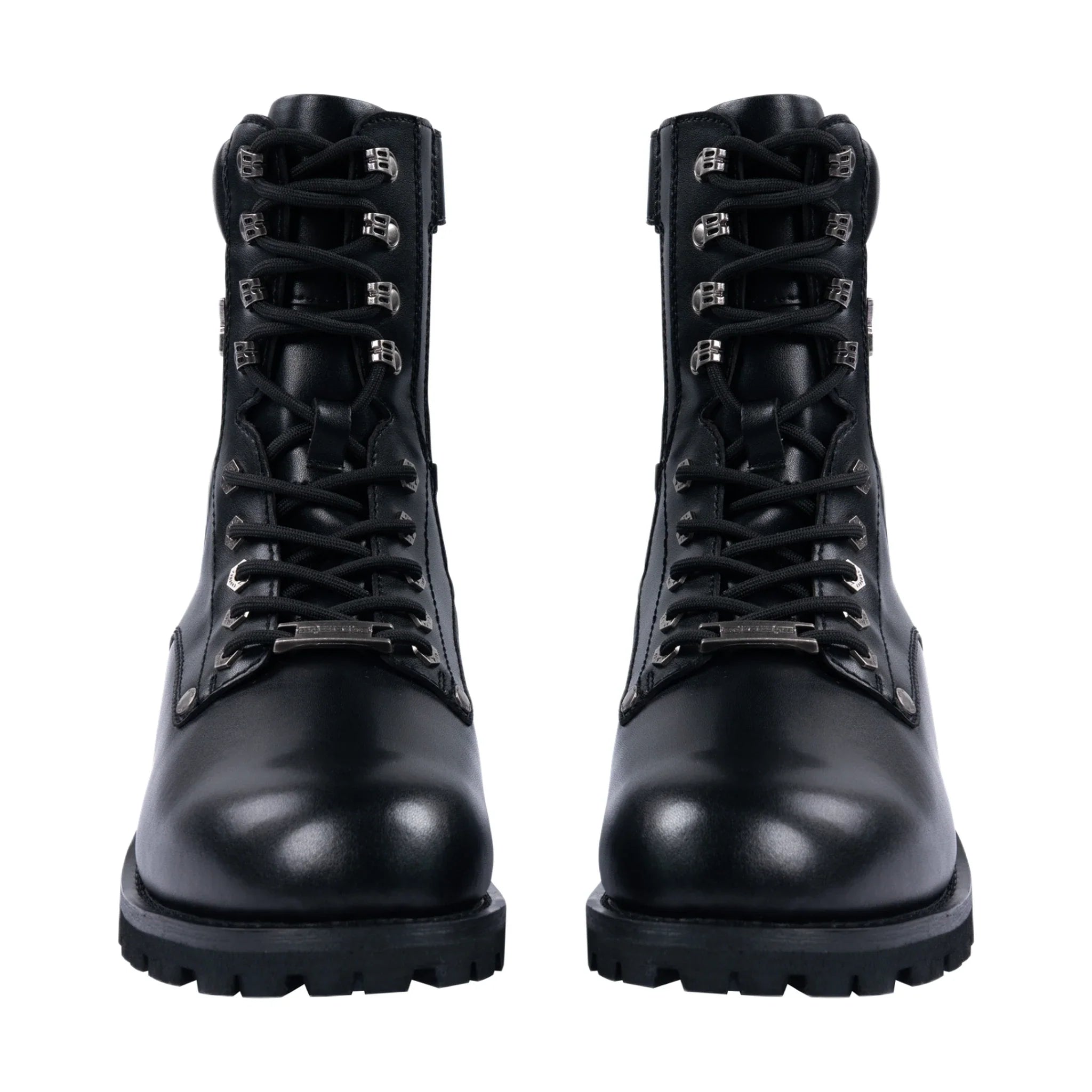 Dream Apparel Men's Motorcycle Riding Boots YKK Zipper Black Faux Leather Side Zipper Low Heel