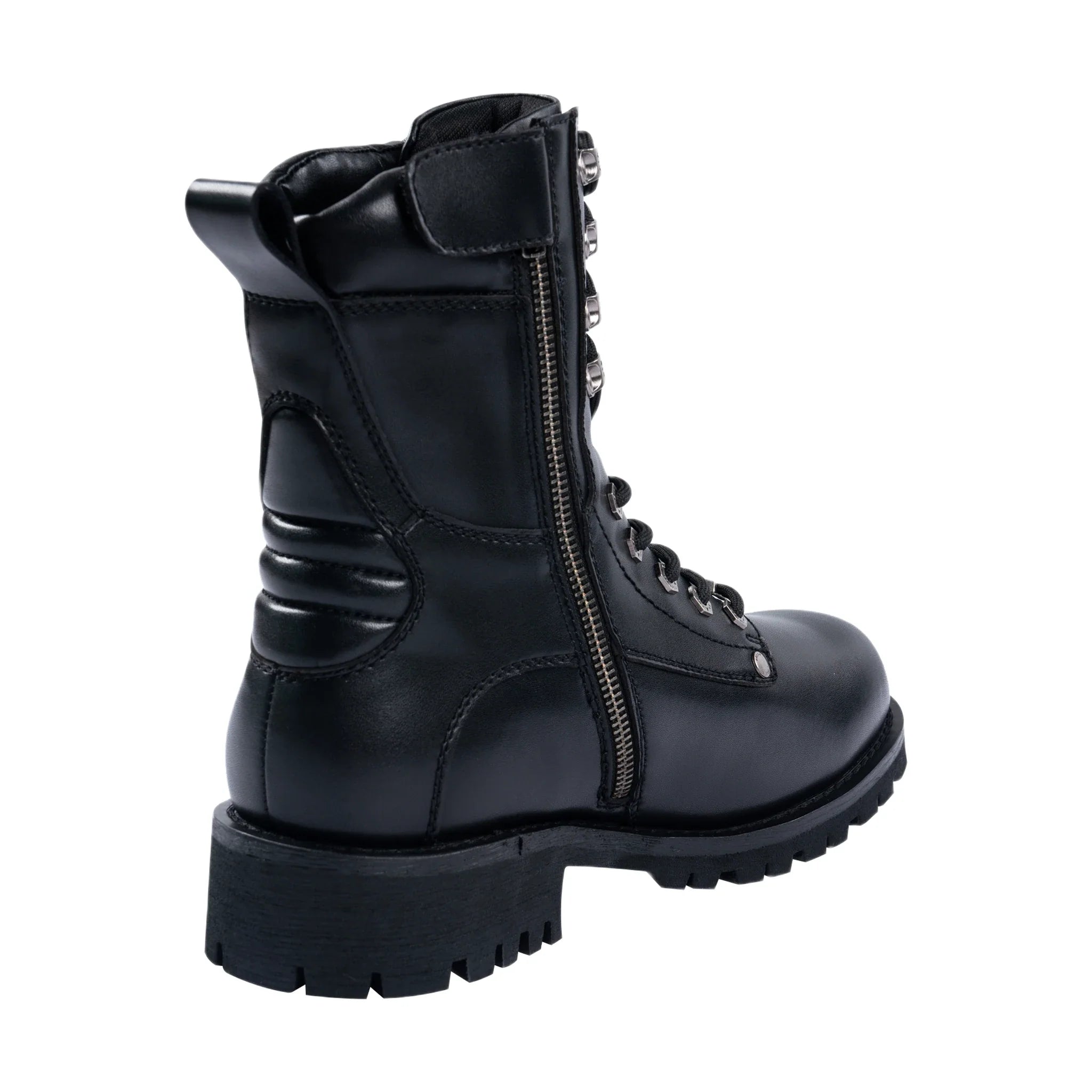 Dream Apparel Men's Motorcycle Riding Boots YKK Zipper Black Faux Leather Side Zipper Low Heel