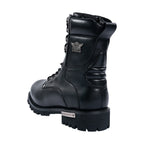 Dream Apparel Men's Motorcycle Riding Boots YKK Zipper Black Faux Leather Side Zipper Low Heel