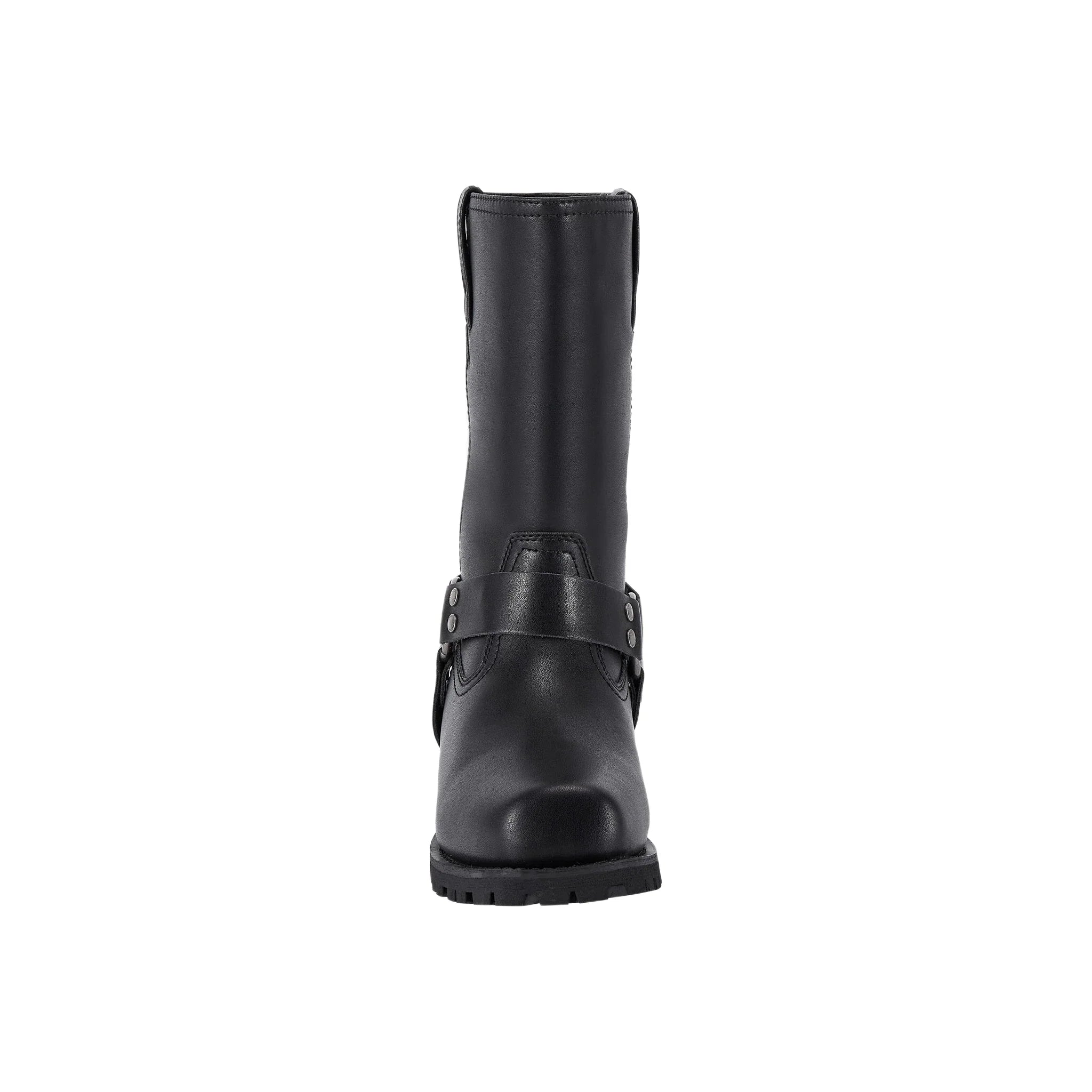 Dream Apparel Men's Motorcycle Riding Mid Calf Biker Boots Square Toe Waterproof Black PU Leather