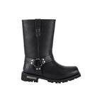 Dream Apparel Men's Motorcycle Riding Mid Calf Biker Boots Square Toe Waterproof Black PU Leather