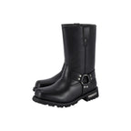 Dream Apparel Men's Motorcycle Riding Mid Calf Biker Boots Square Toe Waterproof Black PU Leather
