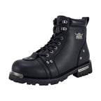 Dream Apparel Men's Motorcycle Riding Boots Waterproof Black Faux Leather Side Zipper Low Heel