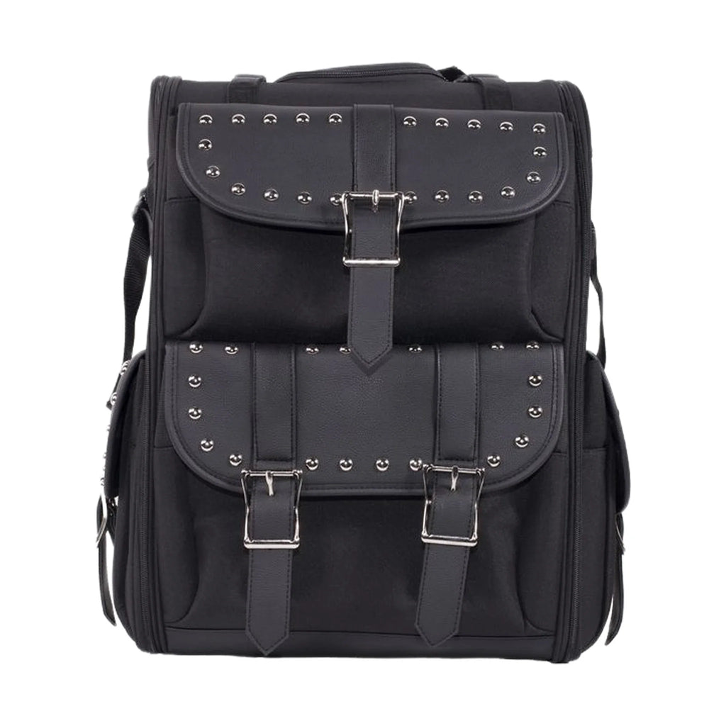 Dream Apparel Large PVC Motorcycle Sissybar Bag With Studs