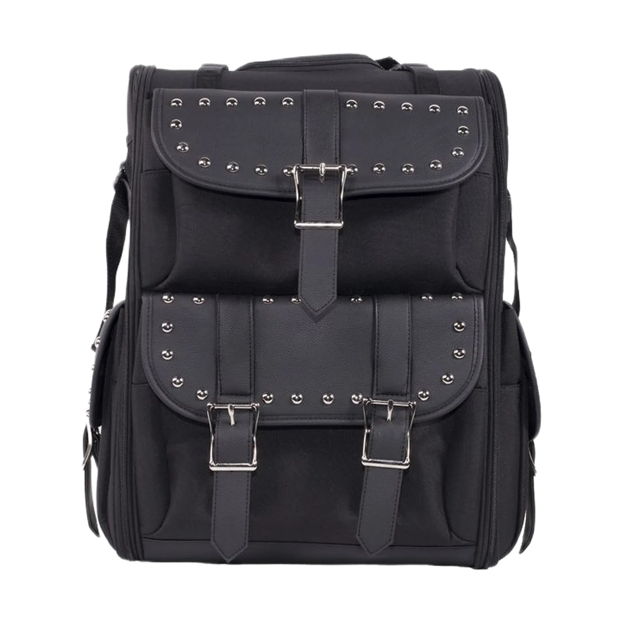 Dream Apparel Large PVC Motorcycle Sissybar Bag With Studs