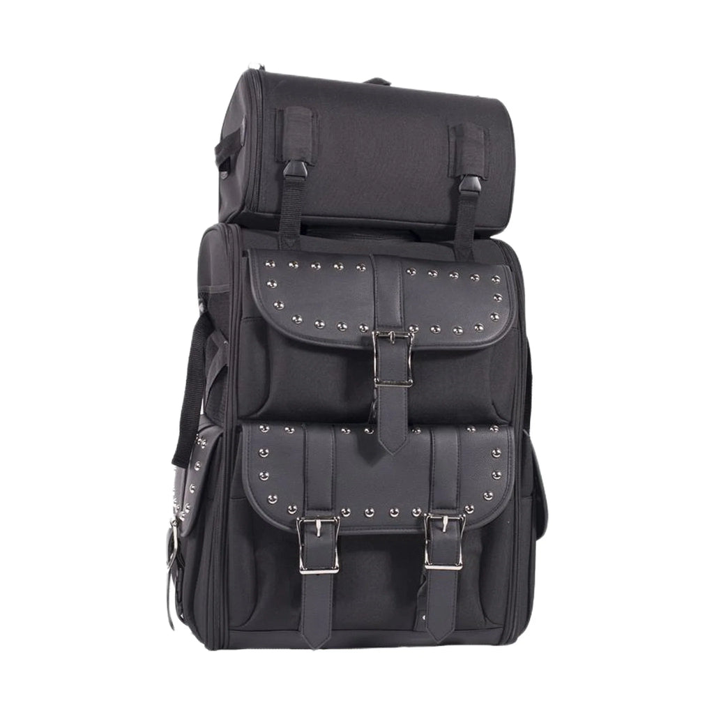 Dream Apparel Large PVC Motorcycle Sissybar Bag With Studs