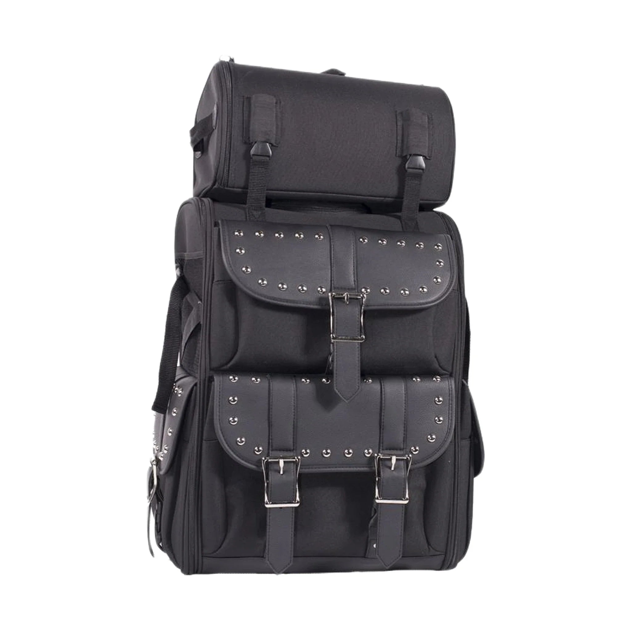 Dream Apparel Large PVC Motorcycle Sissybar Bag With Studs