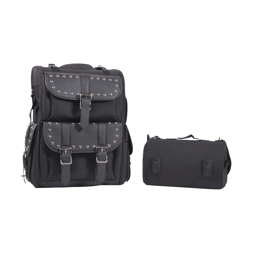 Dream Apparel Large PVC Motorcycle Sissybar Bag With Studs