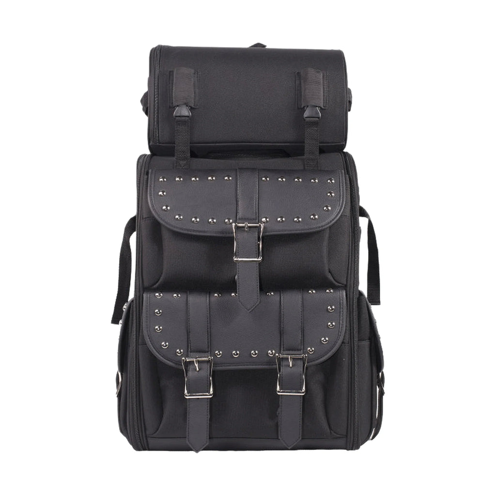 Dream Apparel Large PVC Motorcycle Sissybar Bag With Studs