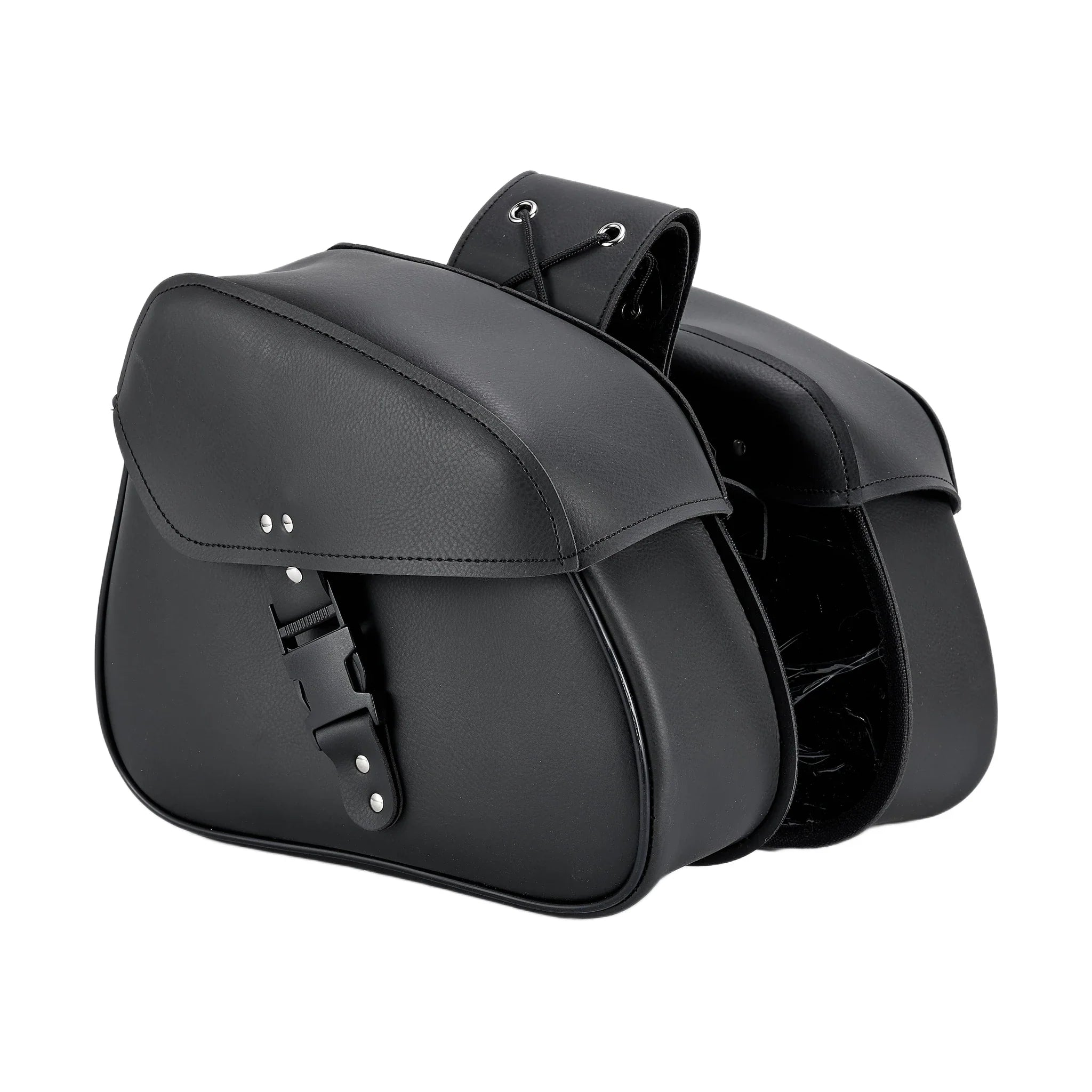 Dream Apparel Motorcycle Black Saddlebag PVC Classic Vintage Style, Weather-Resistant Saddle bag