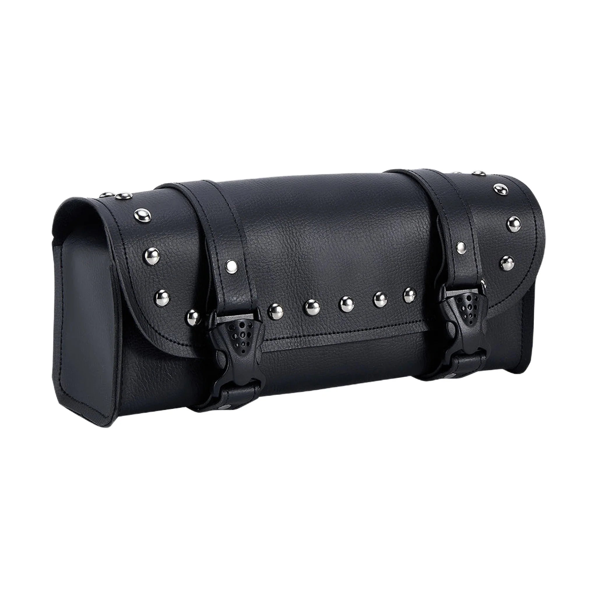 Motorcycle Toolbag 12 Inch with Studs Durable Leather Black