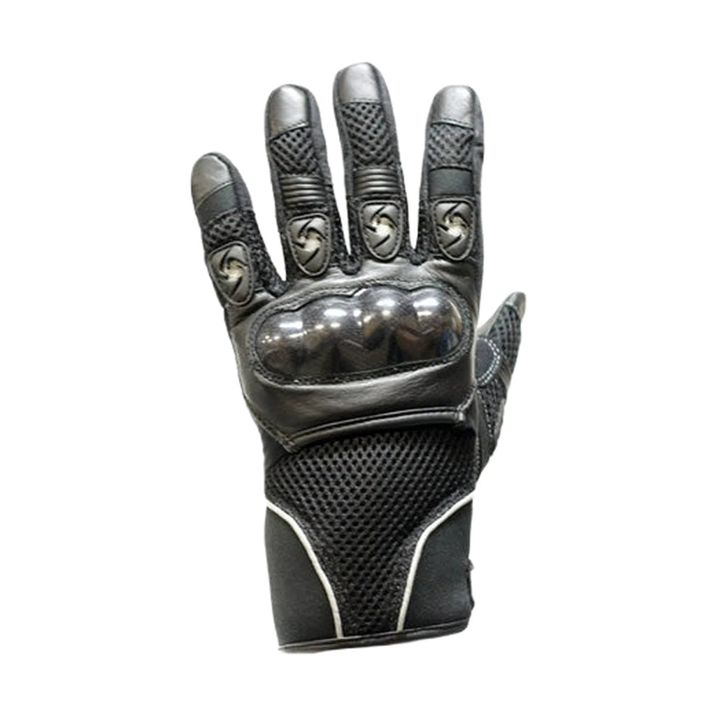 Racing Gloves Leather Hard Knuckle Airvents Velcro Strap Reflective Wrist