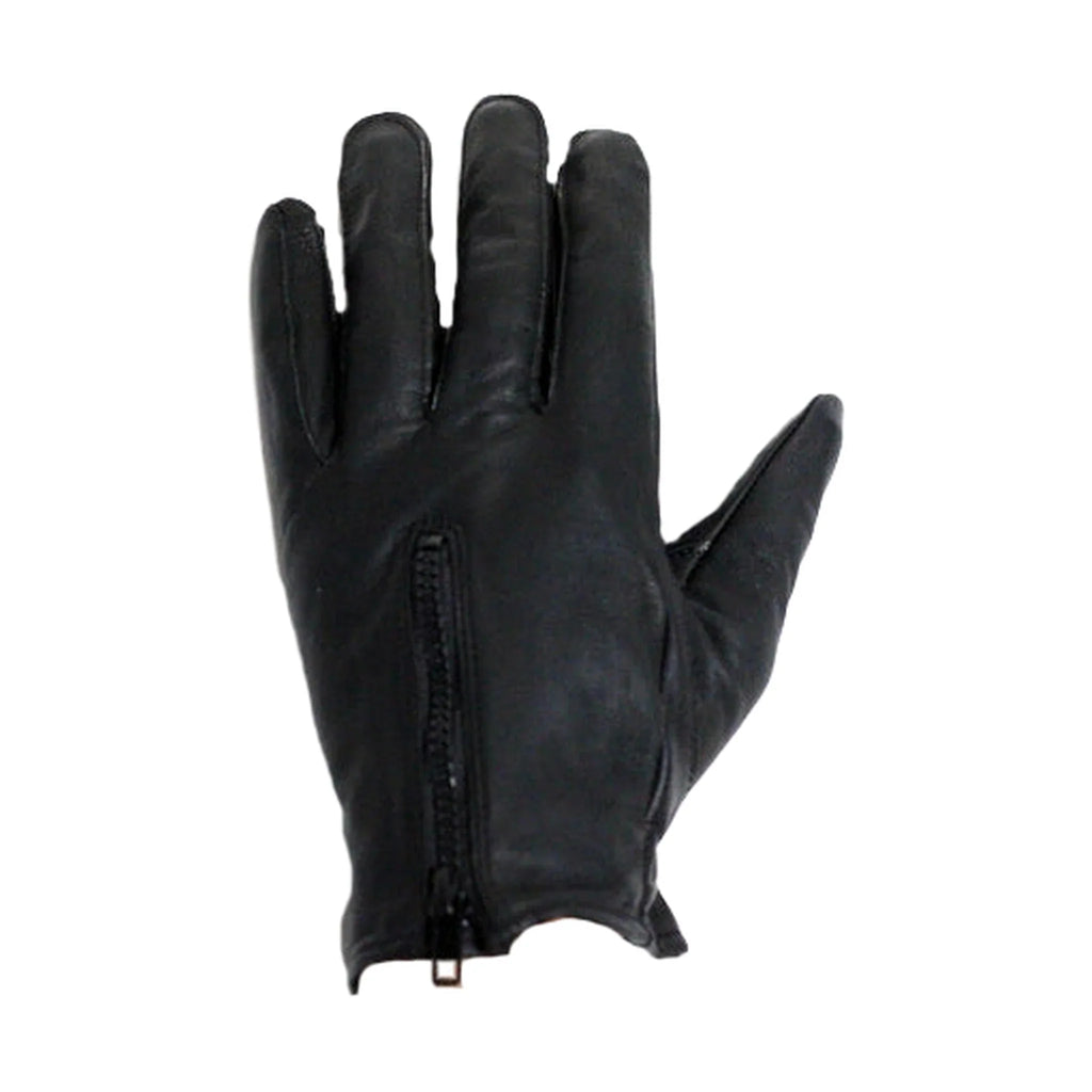 Lined Leather Gloves With Zipper