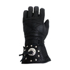 Leather Motorcycle Gloves Gauntlet Style Lined with Concho Premium Leather