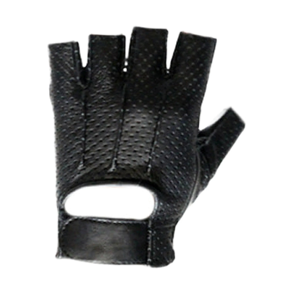 Motorcycle Fingerless Riding Gloves Genuine Leather Gel Palm Comfort Air Vent