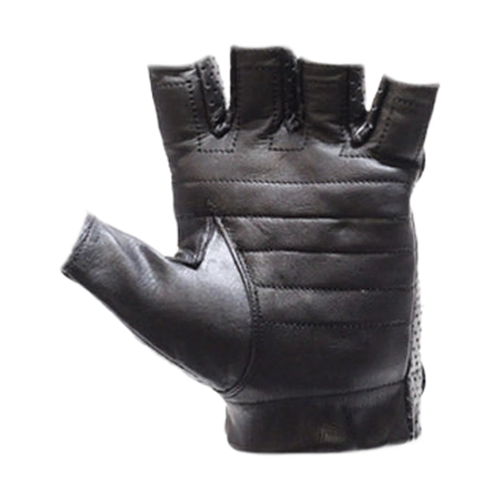 Motorcycle Fingerless Riding Gloves Genuine Leather Gel Palm Comfort Air Vent