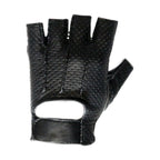 Motorcycle Fingerless Riding Gloves Genuine Leather Gel Palm Comfort Air Vent