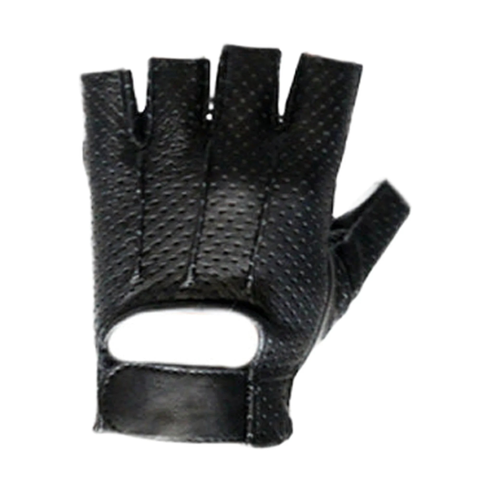 Motorcycle Fingerless Riding Gloves Genuine Leather Gel Palm Comfort Air Vent
