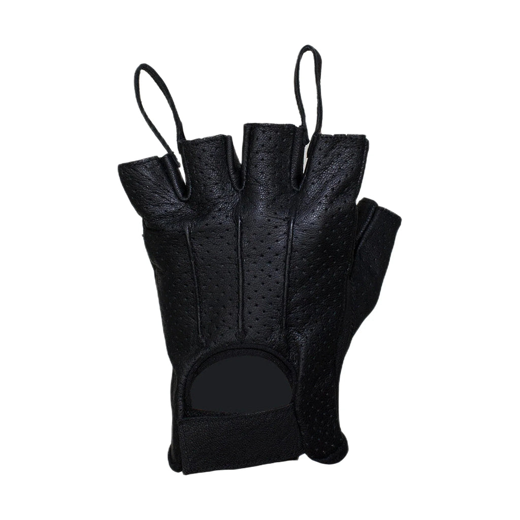 Nappa Leather Fingerless Riding Gloves Genuine Soft Lined Padded Wrist Strap