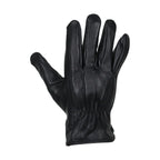 Snug Fit Deer Skin Leather Gloves W/ Creased Wrists  - Black
