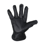 Snug Fit Deer Skin Leather Gloves W/ Creased Wrists  - Black