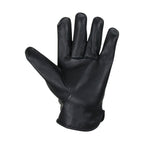 Snug Fit Deer Skin Leather Gloves W/ Creased Wrists  - Black