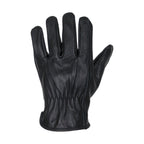 Snug Fit Deer Skin Leather Gloves W/ Creased Wrists  - Black