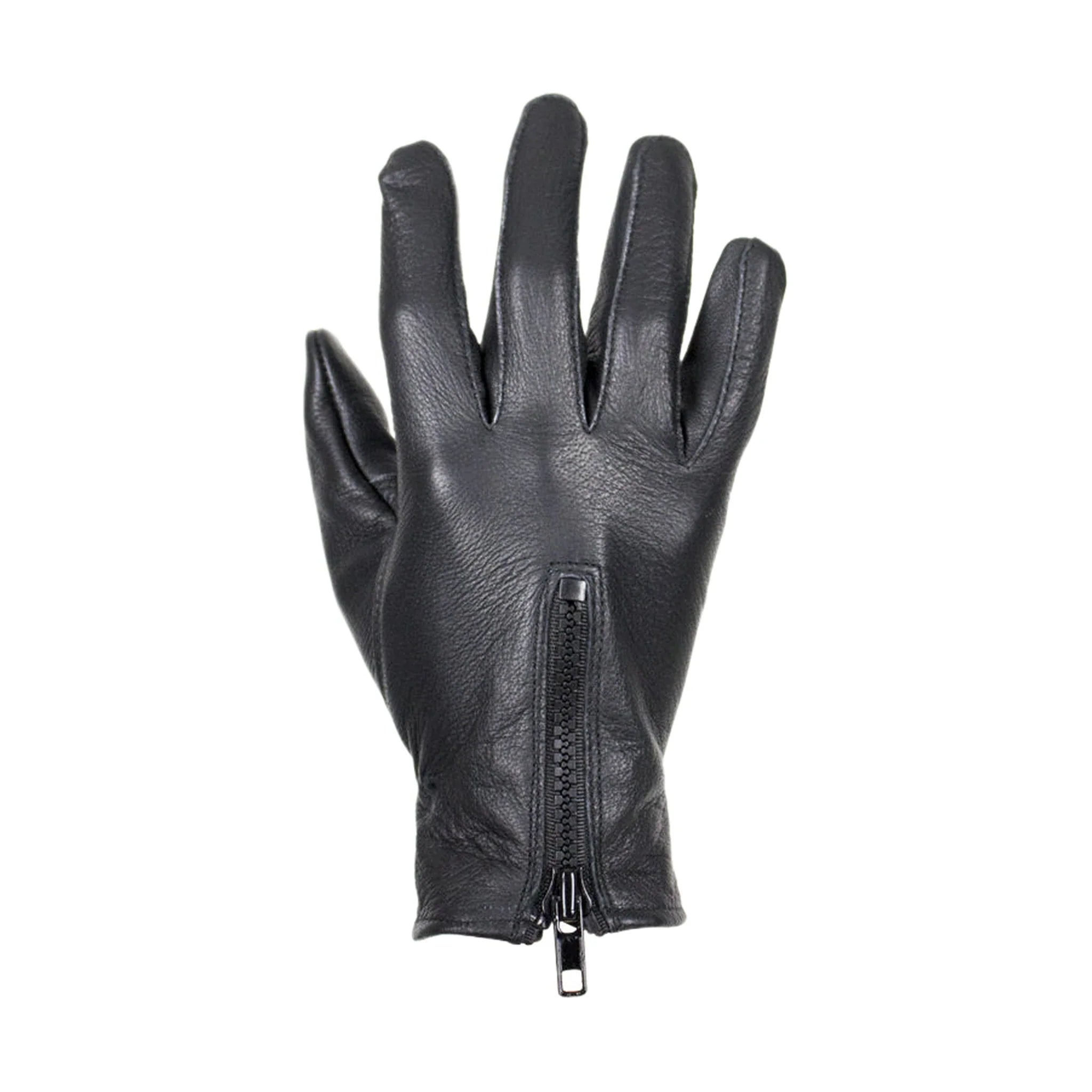 Ladies Deer Skin Leather Gloves Black With Zipper Stylish Comfortable Fit