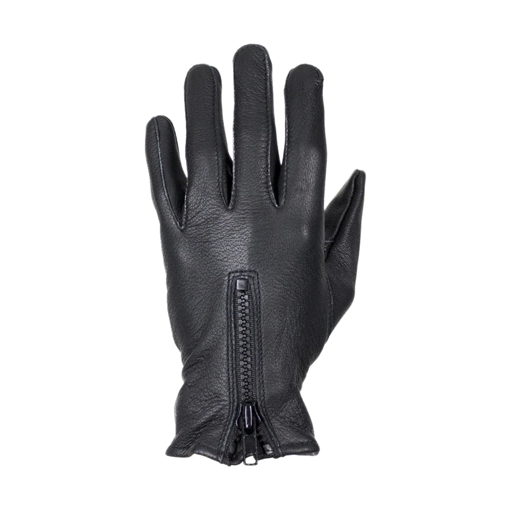 Ladies Deer Skin Leather Gloves Black With Zipper Stylish Comfortable Fit