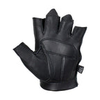 Gel Palm Fingerless Deer Skin Gloves Full Panel Black Riding Comfort
