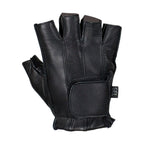 Gel Palm Fingerless Deer Skin Gloves Full Panel Black Riding Comfort