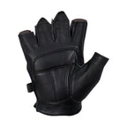 Gel Palm Fingerless Deer Skin Gloves Full Panel Black Riding Comfort
