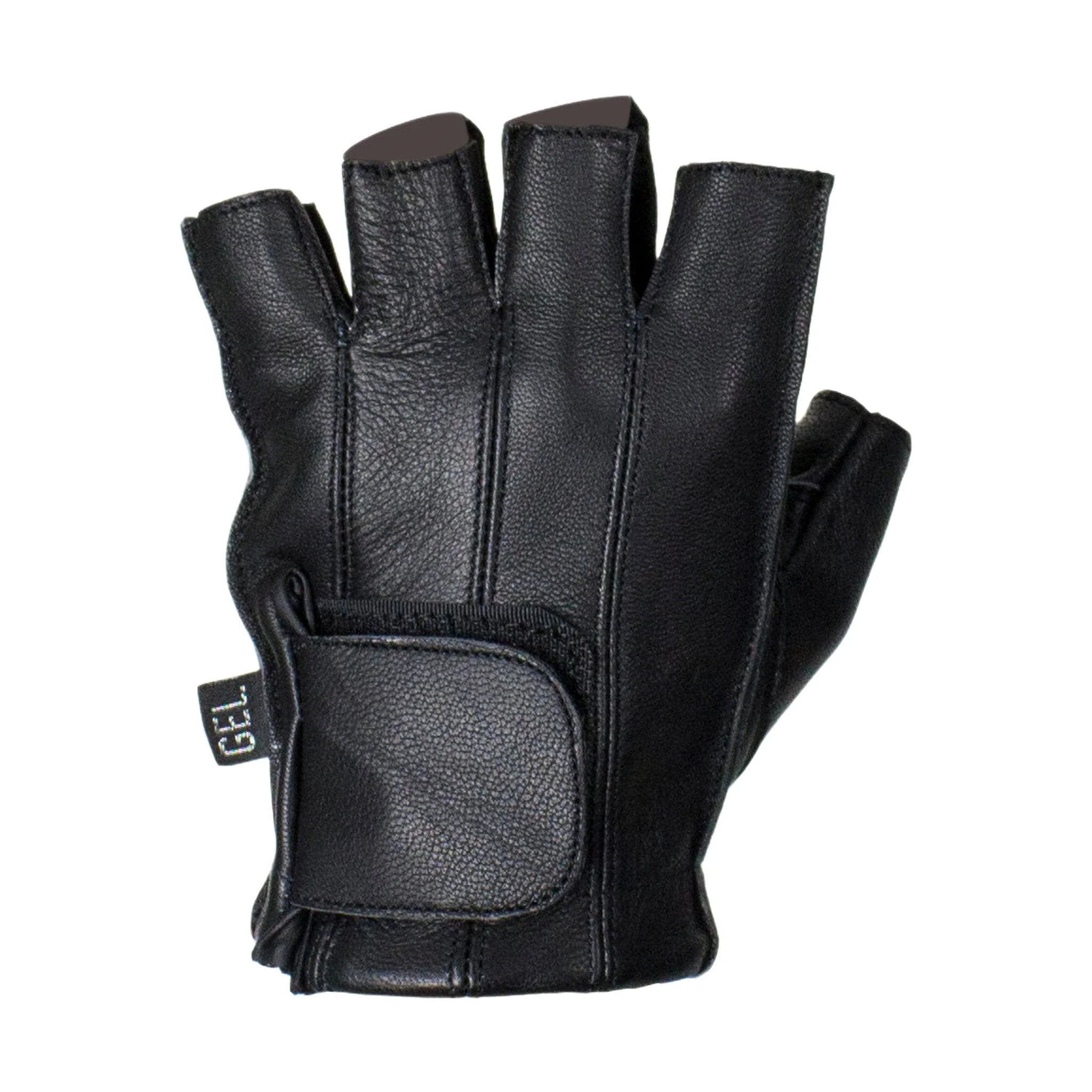Gel Palm Riding Fingerless Deer Skin Gloves Full Panel