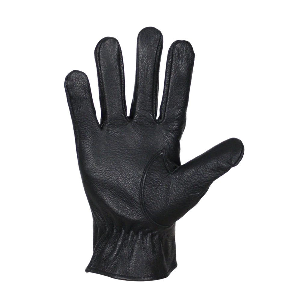 Deer Skin Leather Gloves Black With Zipper Snug Fit Motorcycle Riding Style