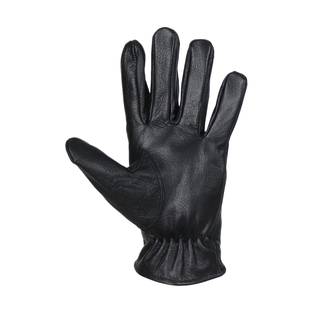 Deer Skin Leather Gloves Black With Zipper Snug Fit Motorcycle Riding Style