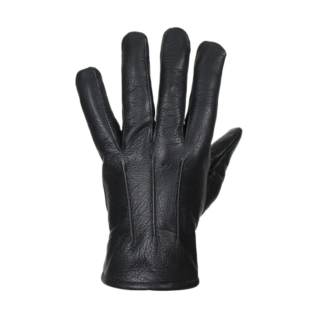 Deer Skin Leather Gloves W/ Slits - Black